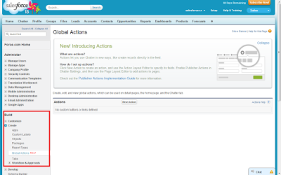 Create global actions in salesforce